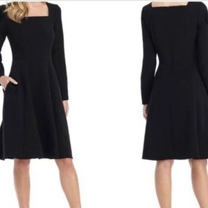 Gal Meets Glam Holly Square Neck Long Sleeve Fit A-Line Dress